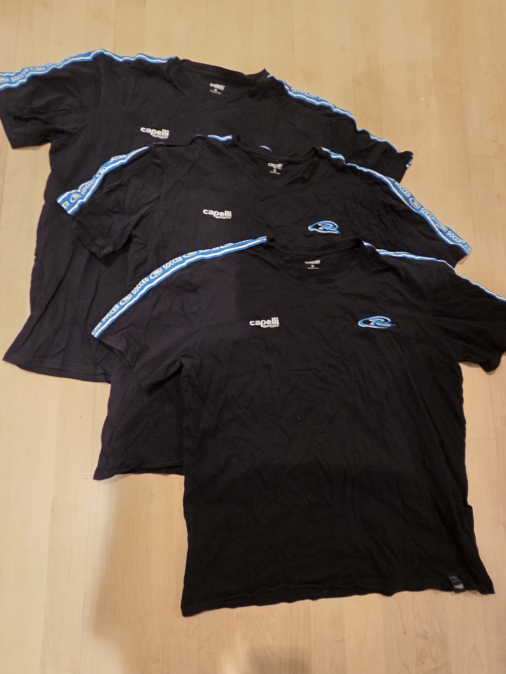 3 Capelli of New York Black Short Sleeve Tees with Blue Trim